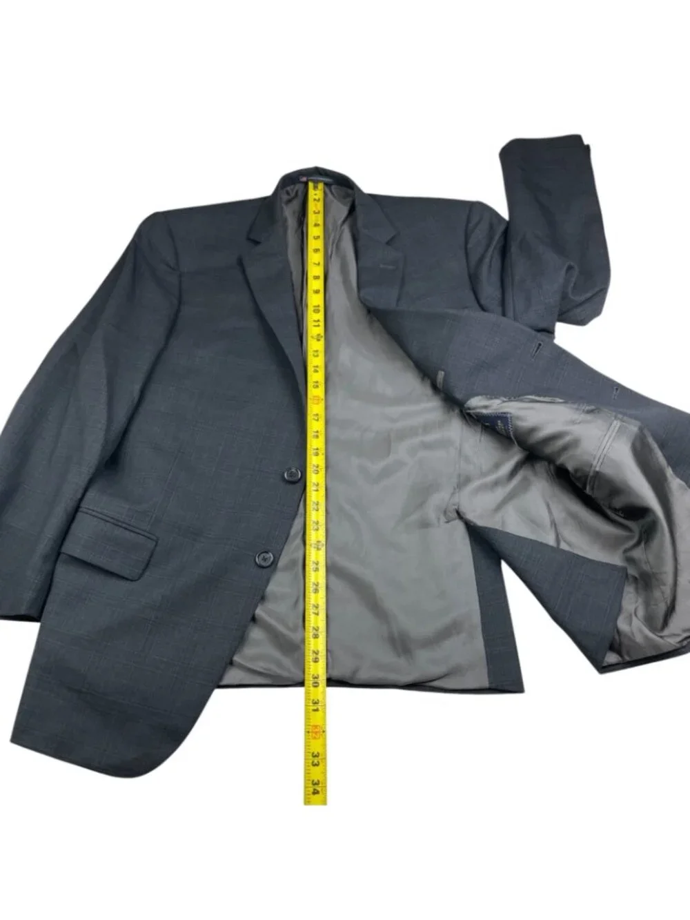 Hart Schaffner Marx Men's 100% Wool 2-Button Blazer Navy Blue Plaid • USA • 46R